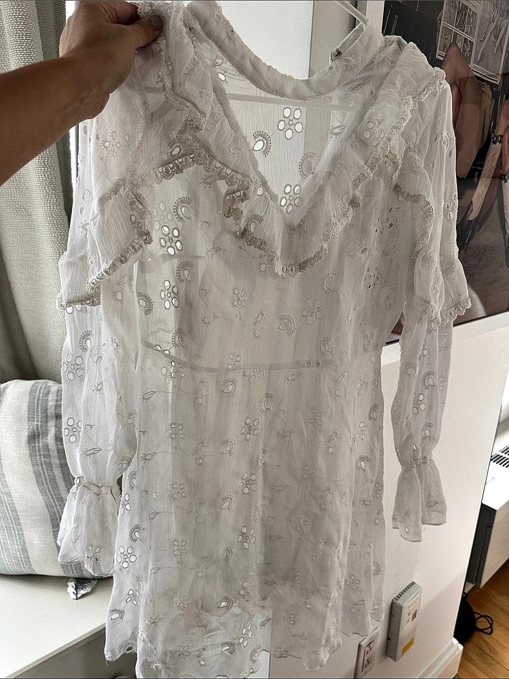 Urban Outfitters Eyelet Mini Dress White
